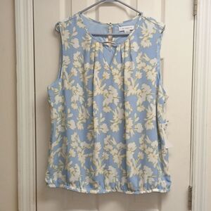 LIZ CLAIRBORNE Blue Floral Sleeveless Top Size XL NWT